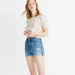High-Rise Denim Shorts in Jordie Wash